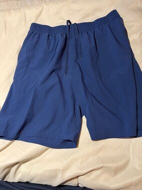 Men's Blue Athletic Performance Shorts with Drawstring